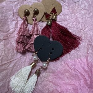 Elegant Tassel and Pearl Earring Set